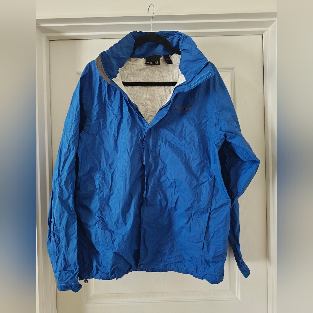 Men's Marmot Royal Blue Hooded Windbreaker Rain Jacket Size Large